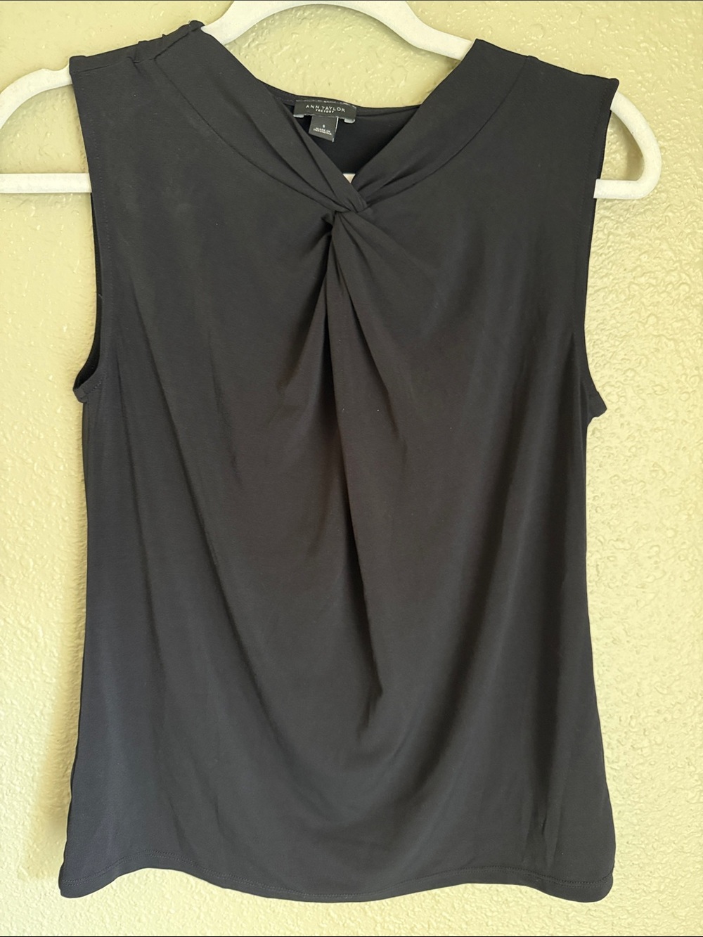 Ann Taylor Factory Black Twist-Neck Sleeveless Tank